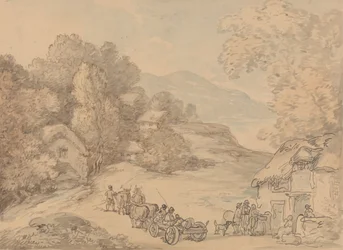 Un village dans un paysage vallonné